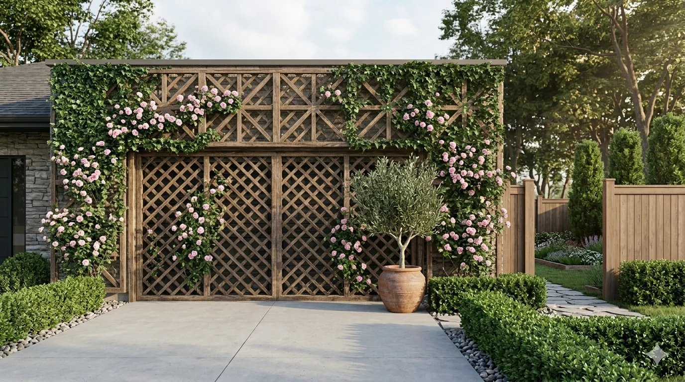 Rustic garden wooden lattice panel for ivy and outdoor decor