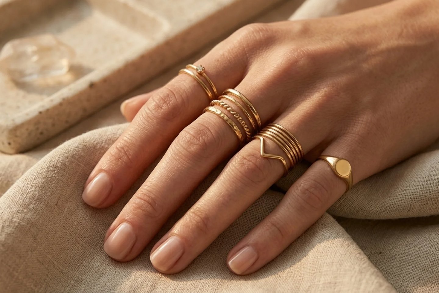 Elegant gold knuckle rings with luxury stacked finger jewelry fashion style