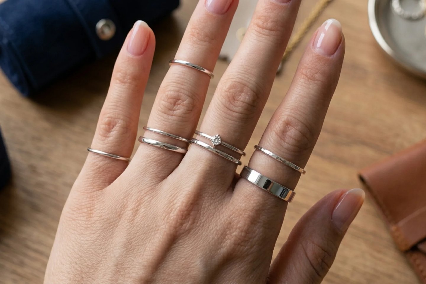 Sterling silver knuckle rings with sleek minimalist modern jewelry aesthetic