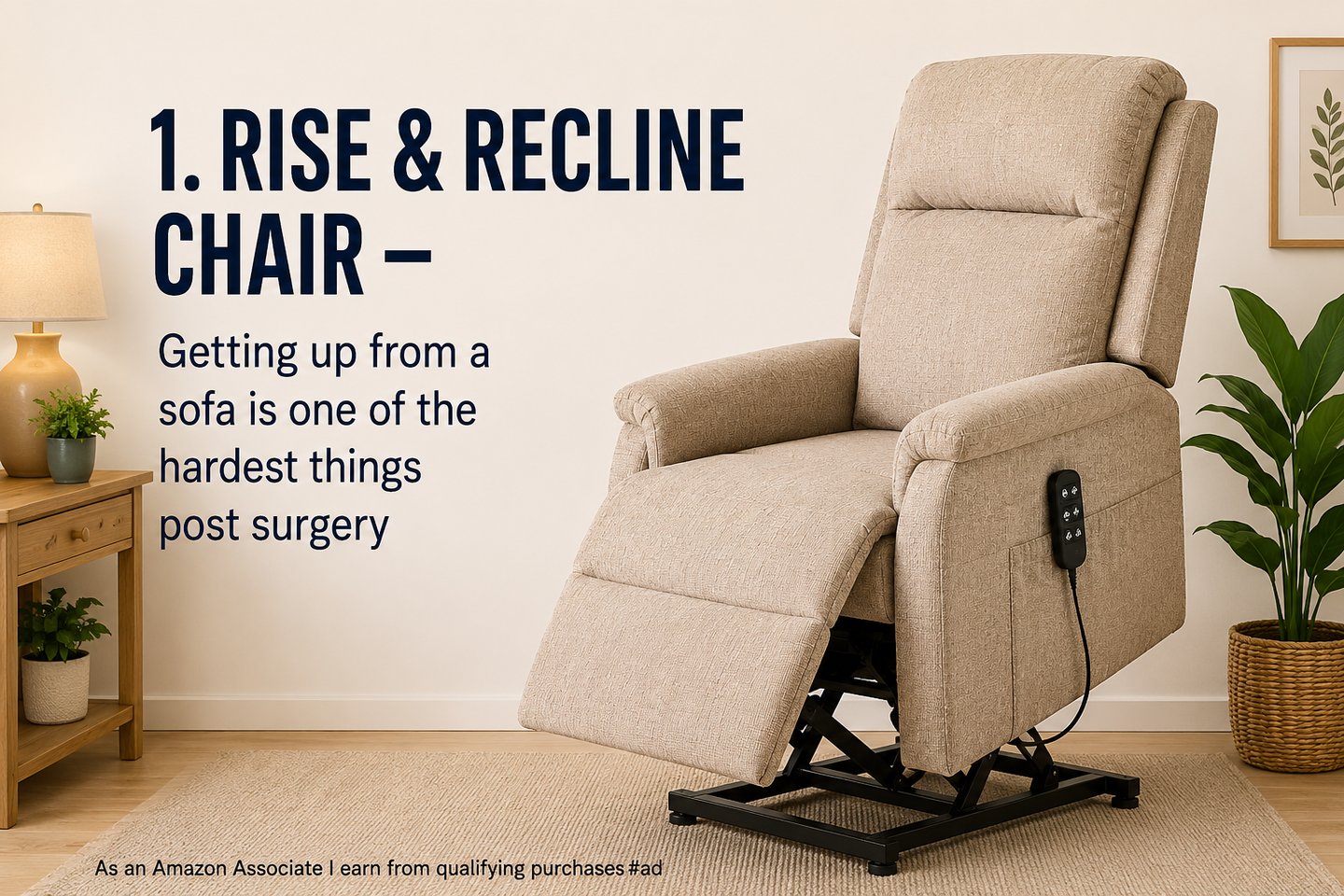 Rise and Recline Chair for quick recovery from knee injury or surgery