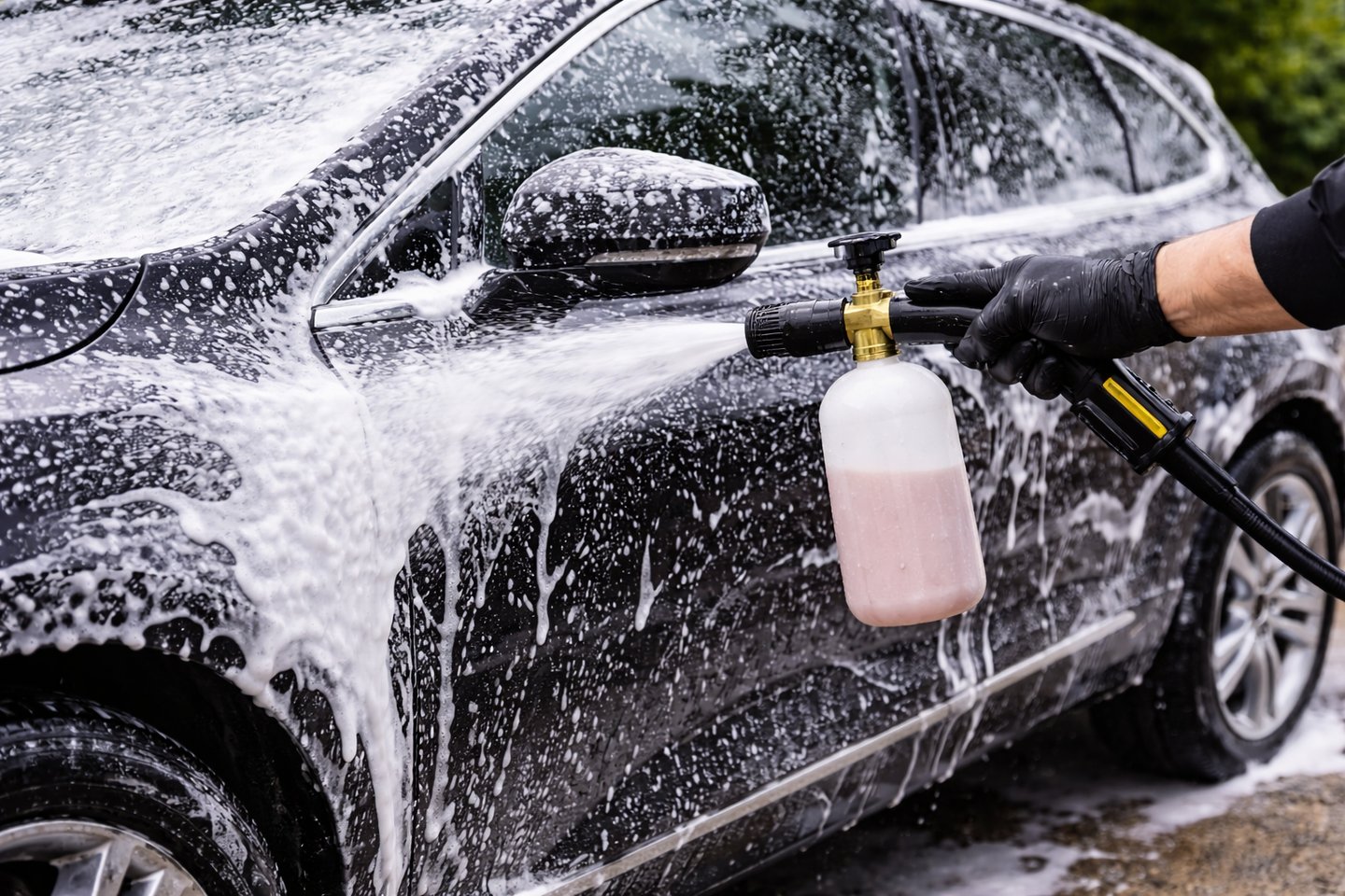 Lavage voiture au canon mousse