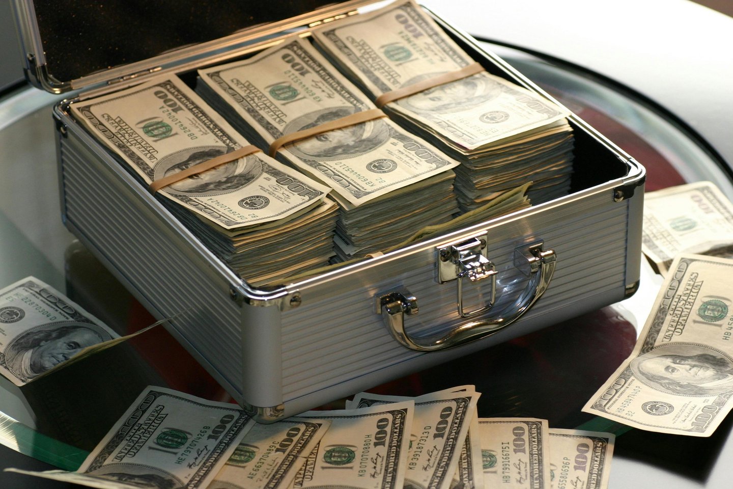Case filled with money
