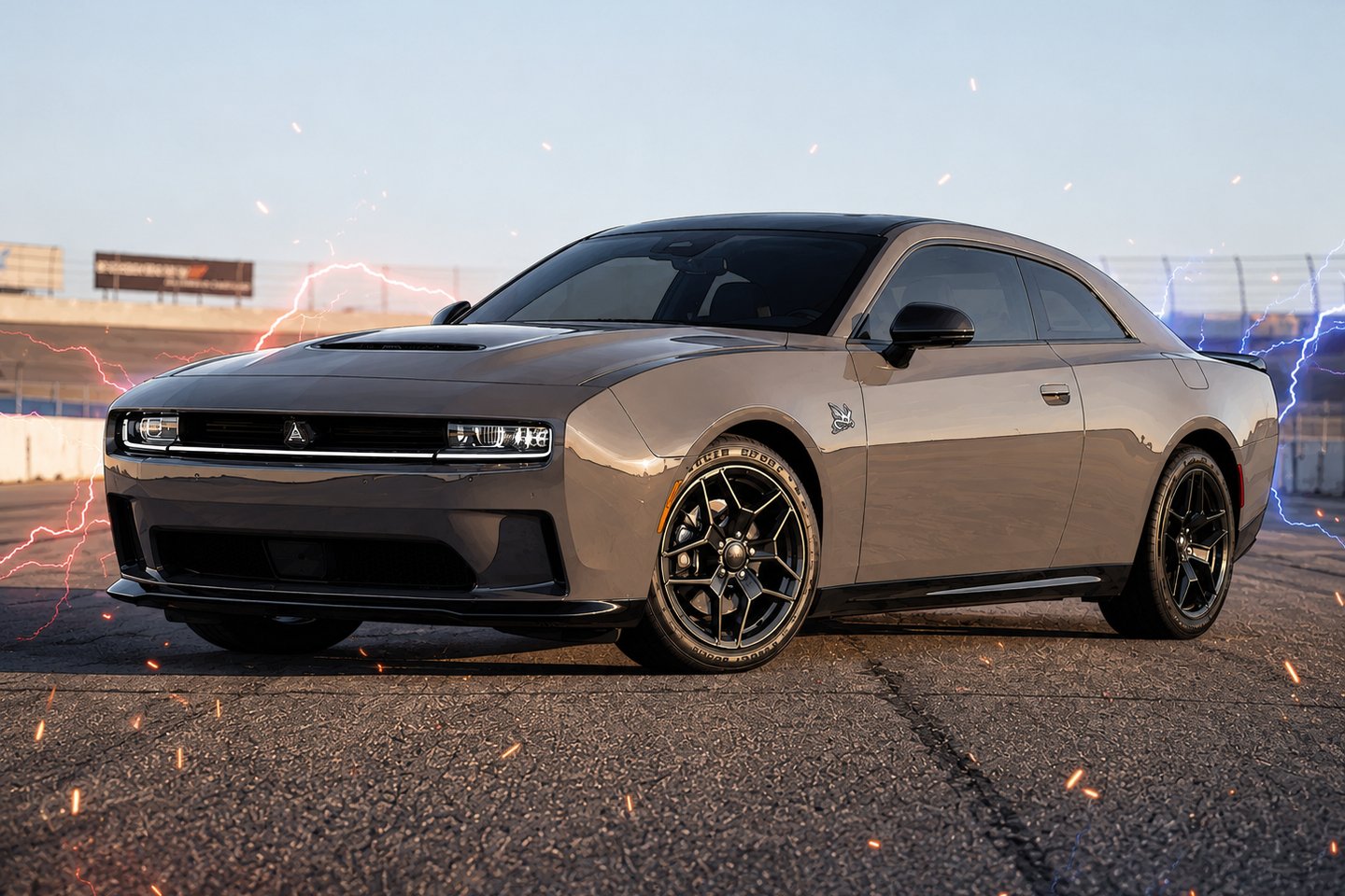 Stylized 2026 Scat Pack Dodge Charger illustration for the Alex Jones Store vehicle giveaway overview