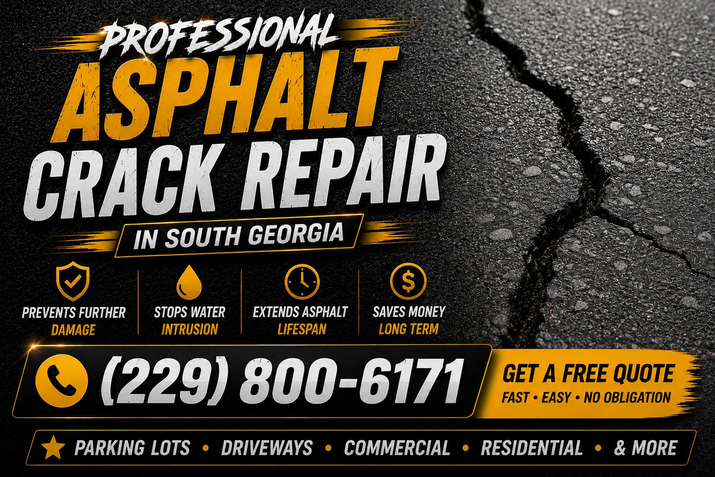 Asphalt Crack Repair - Parking Lot Repair in South Georgia - Albany Sealcoating & Line Striping, LLC