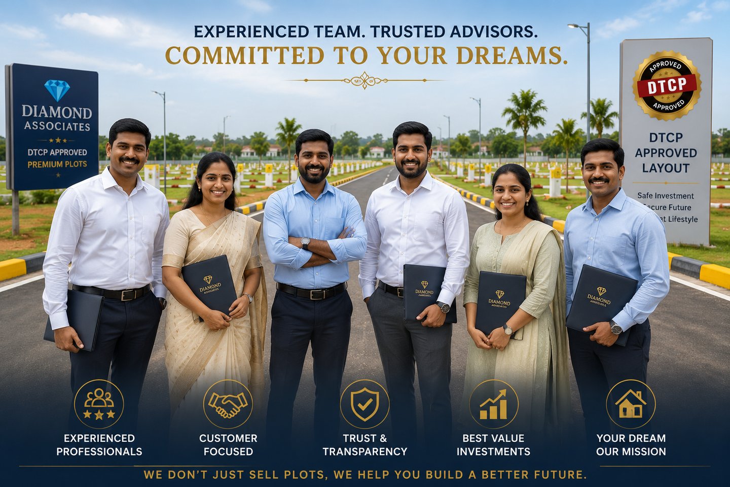 a team of real estate professionals in a dtcp site in madurai