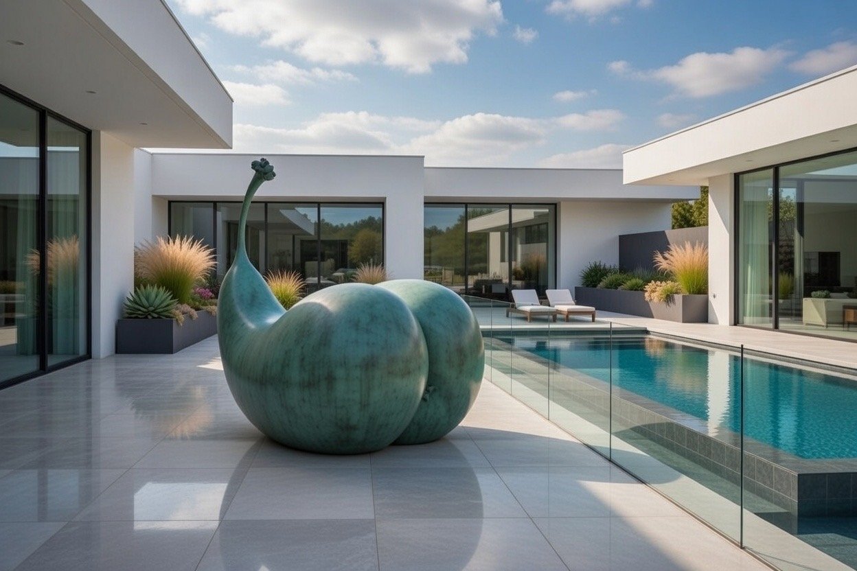 Fallen fruit commission sculpture by Mark Richard Hall Pear Sculpture erotic