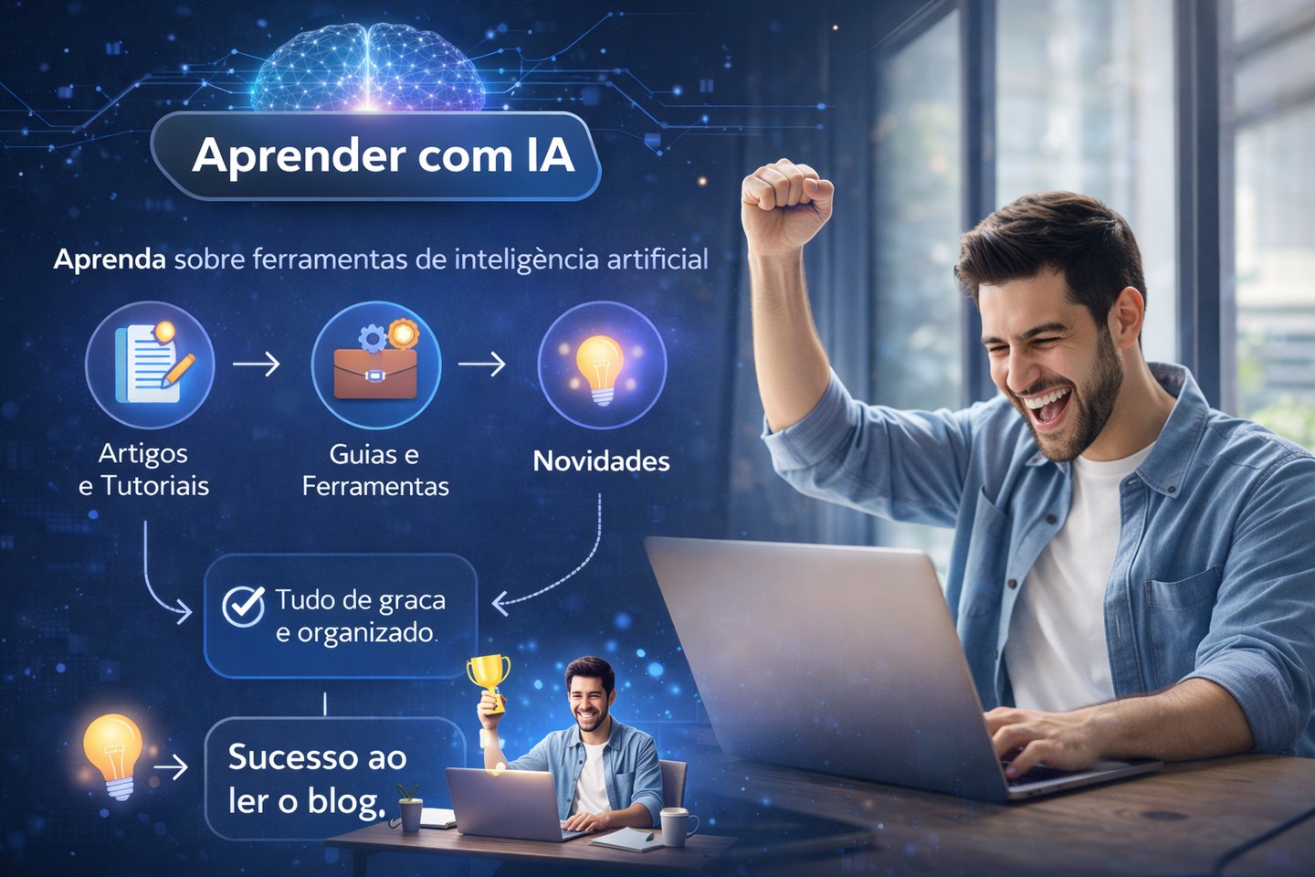 Aprendendo inteligência artificial com artigos, tutoriais e ferramentas de IA em um blog educativo.