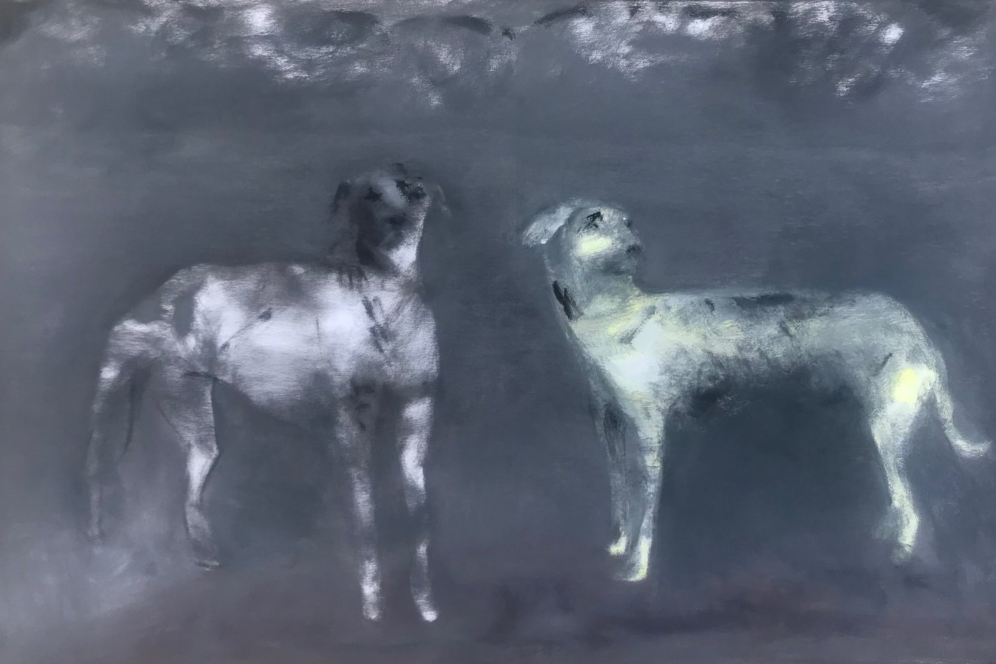 Dogs in warzone oil painting by Lina Mikuzyte