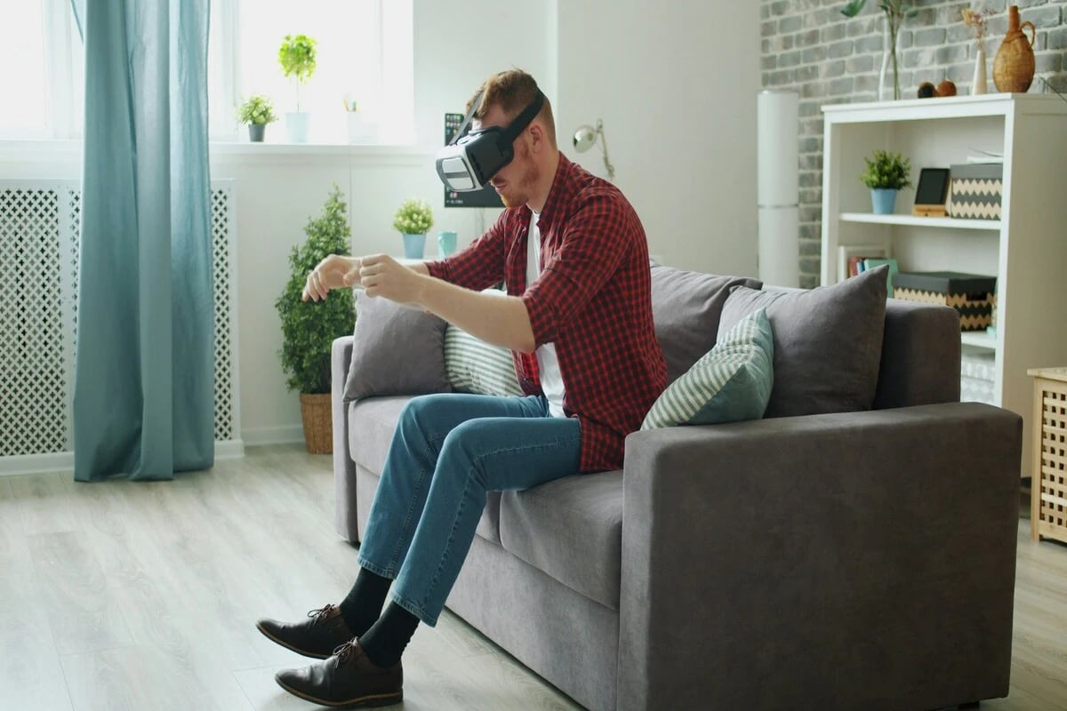 A man wearing a VR headset