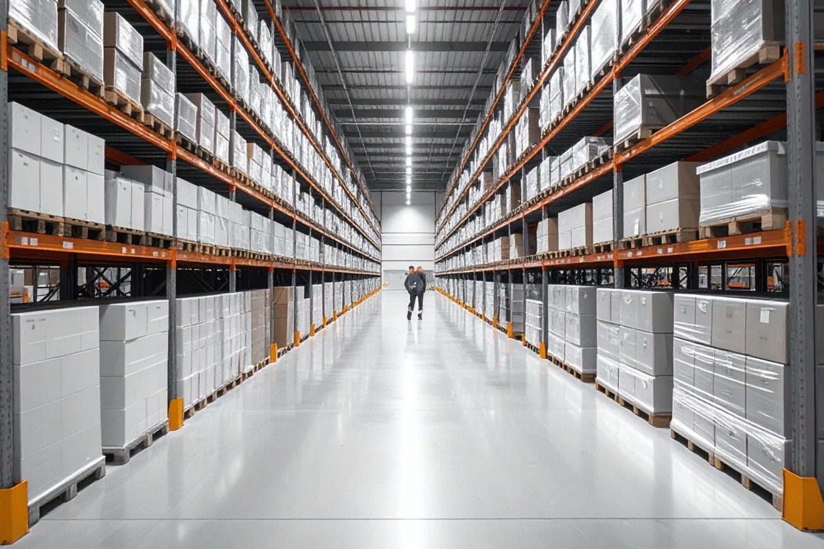 Interior de almacén logístico ordenado y eficiente
