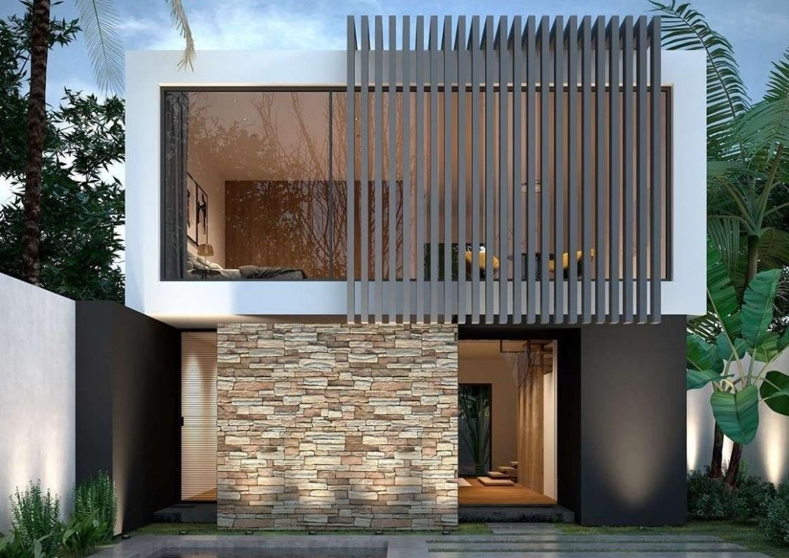 Cerramiento exterior de vivienda con diseño modular en madera y vidrio de grandes dimensiones