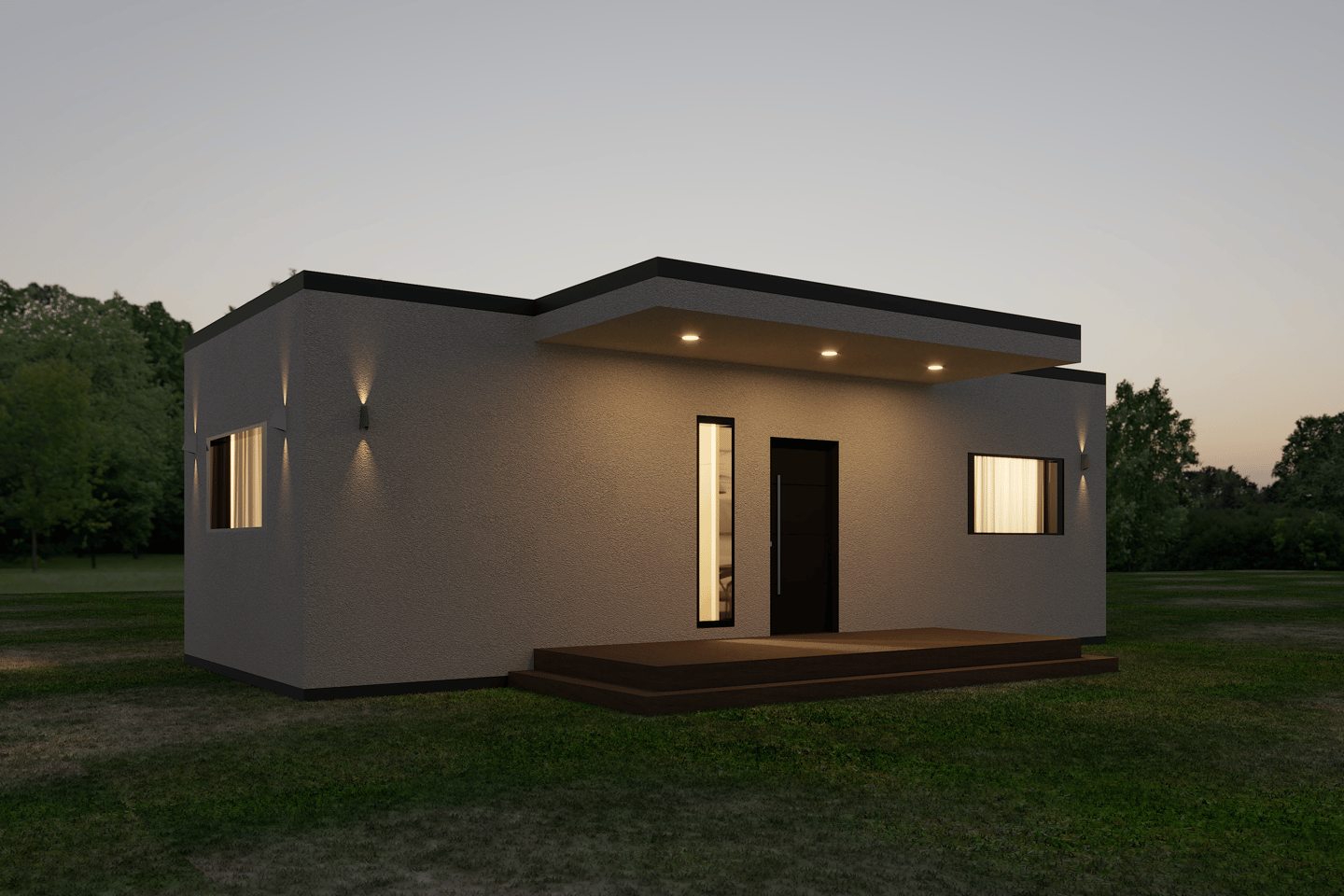 a small house with a small porch and a deck