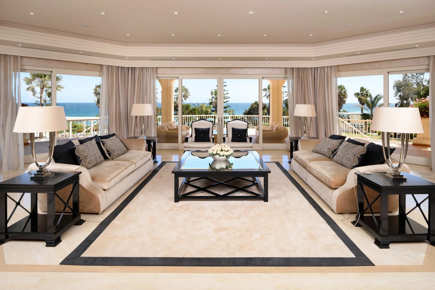 Sea view living room in Marbella villa