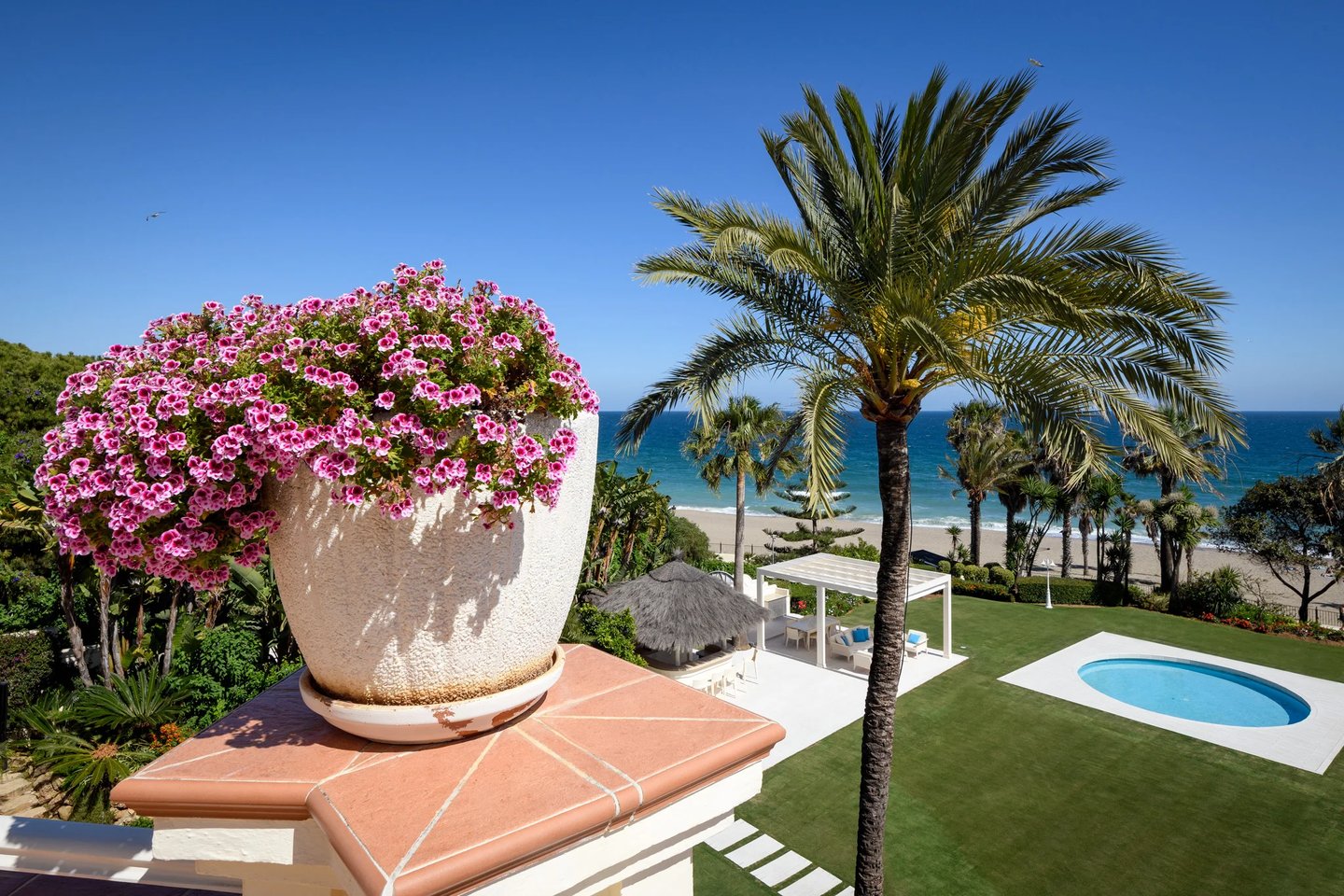 Mediterranean gardens at beachfront villa Marbella