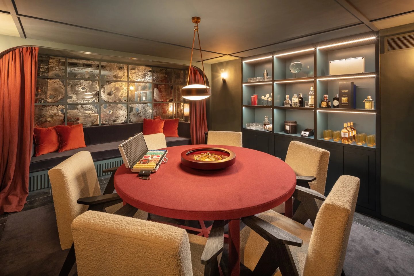 Cigar and game room at Villa La Gratitud with vintage ambiance