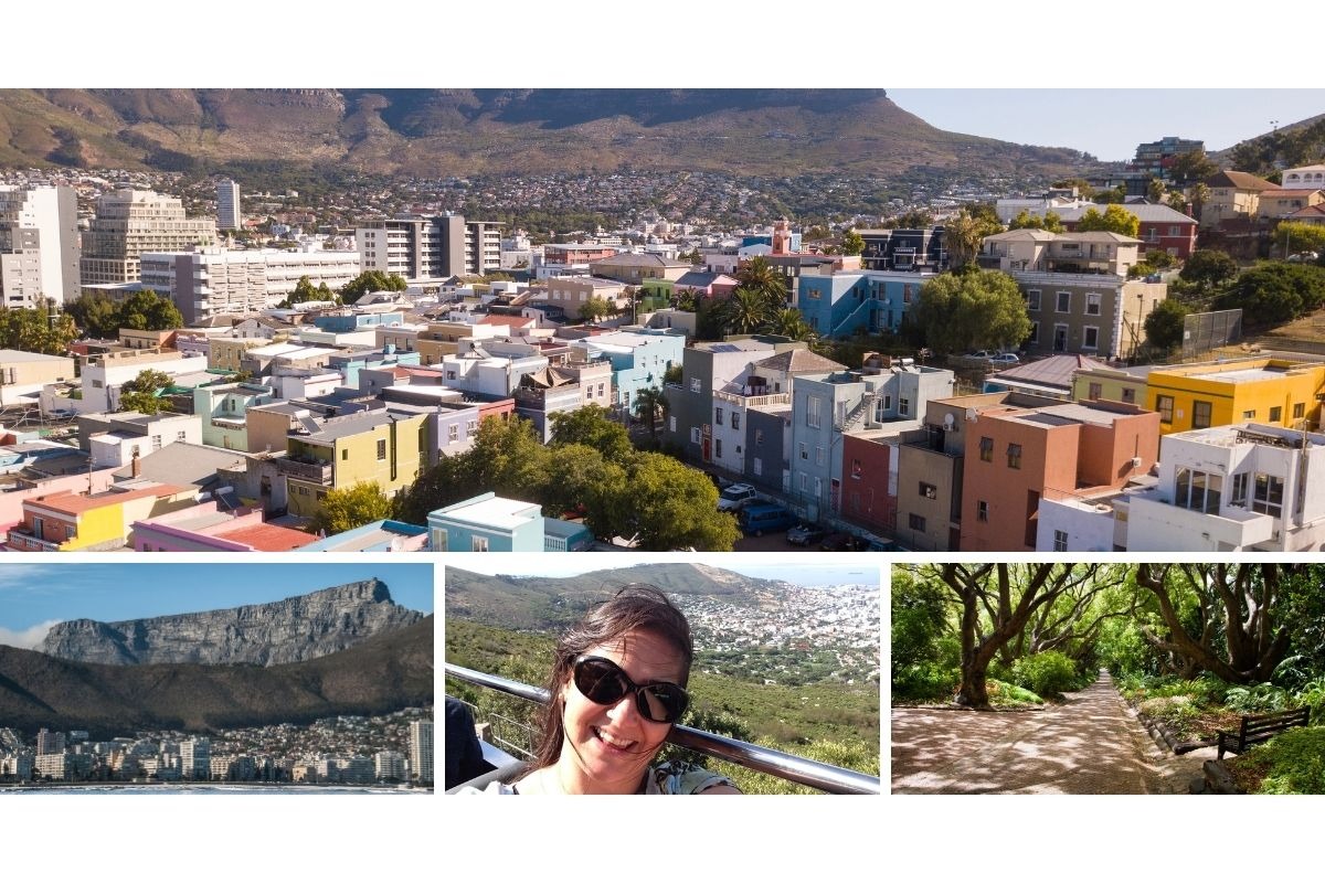 Explorando os pontos turísticos de Cape Town no Red Bus, autora a bordo