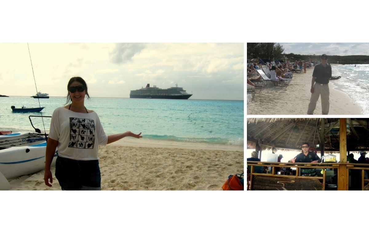 Momentos da tripulação trabalhando e explorando Half Moon Cay.