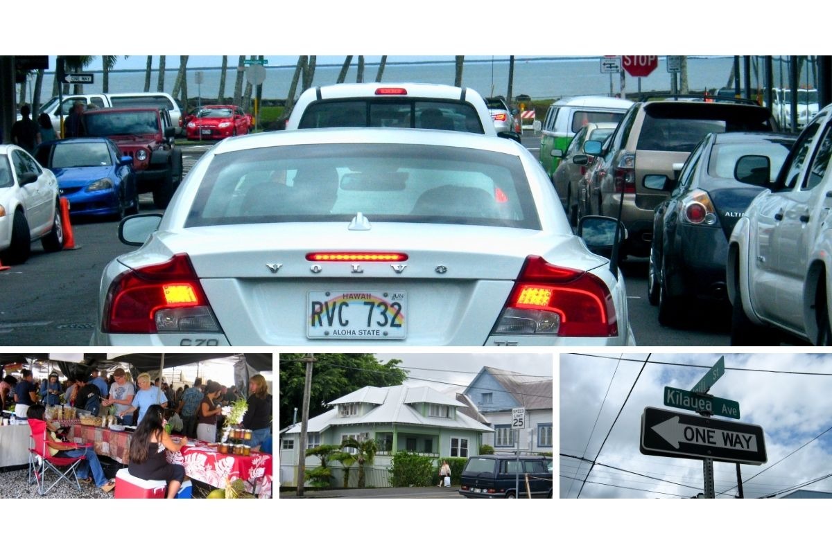 Autora explorando Hilo de táxi, visitando mercados e pontos turísticos da cidade