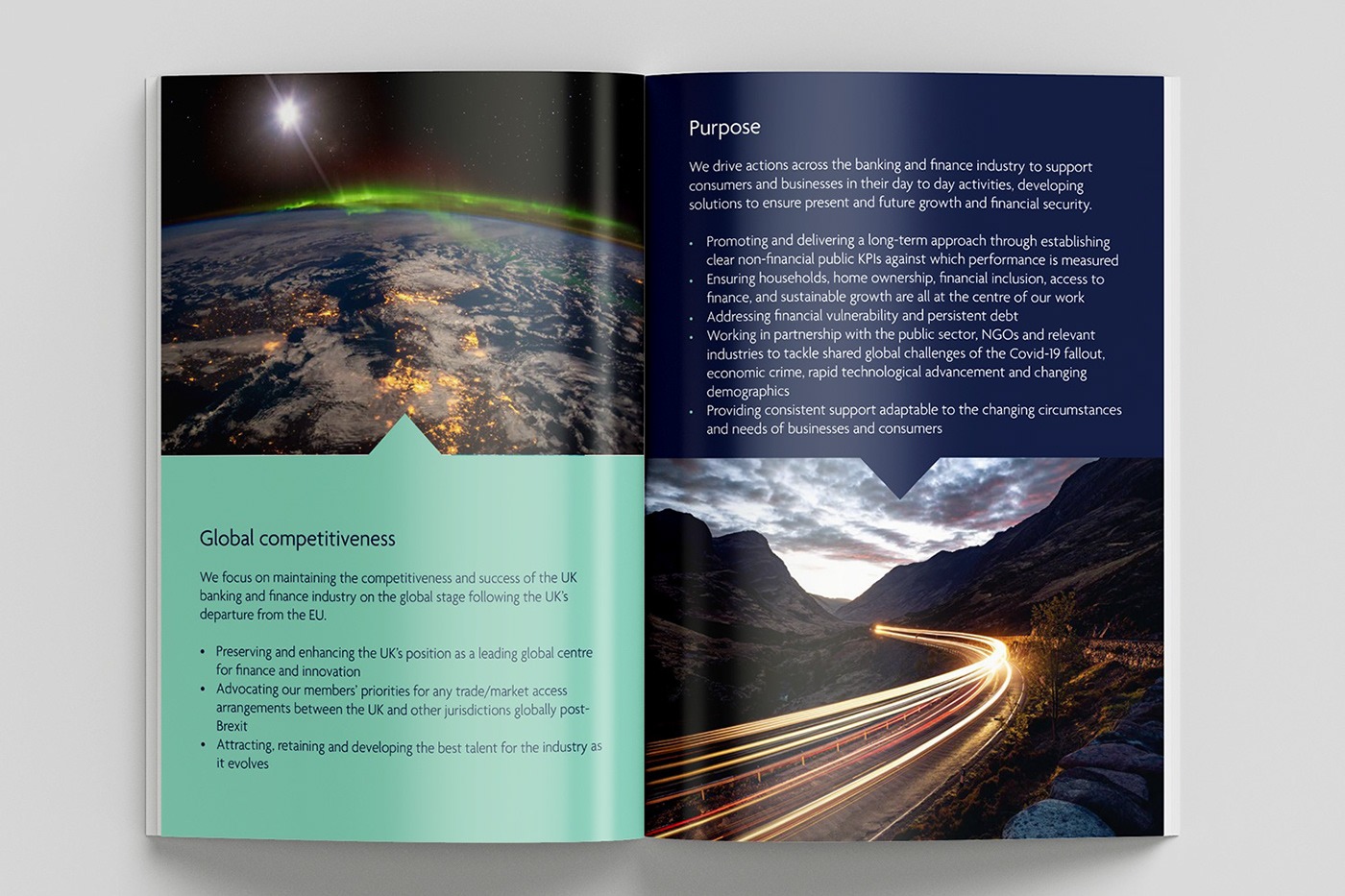 a report spread showing pictures and text