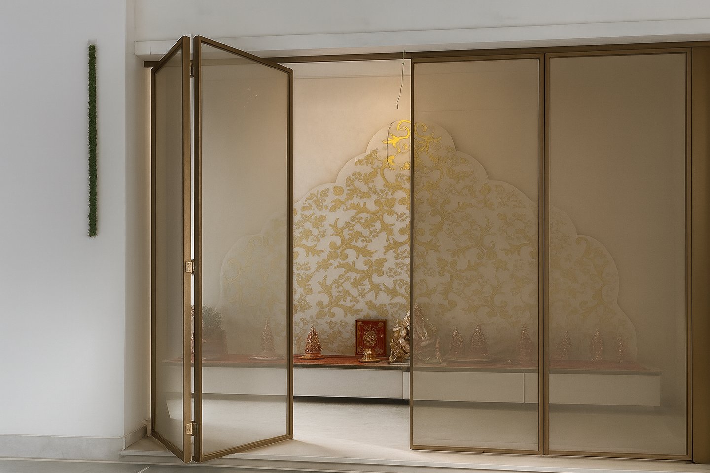 Slide and fold mandir door