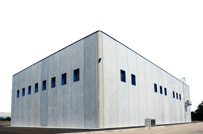 Clean industrial asset with white wall