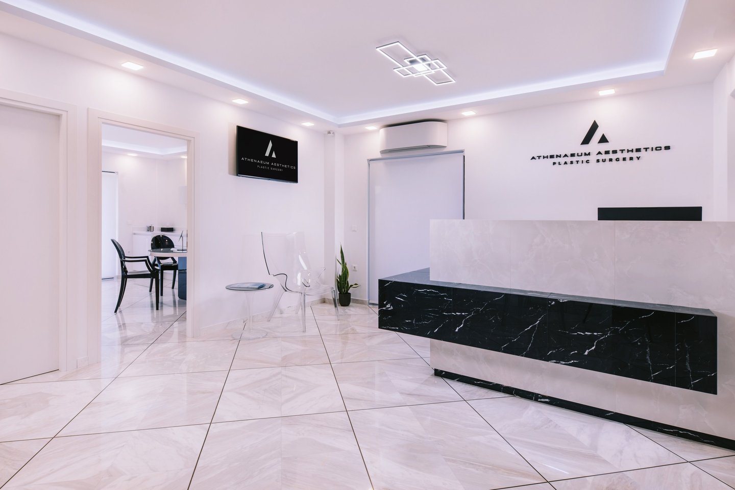 Reception area at Athenaeum Aesthetics in Vouliagmeni