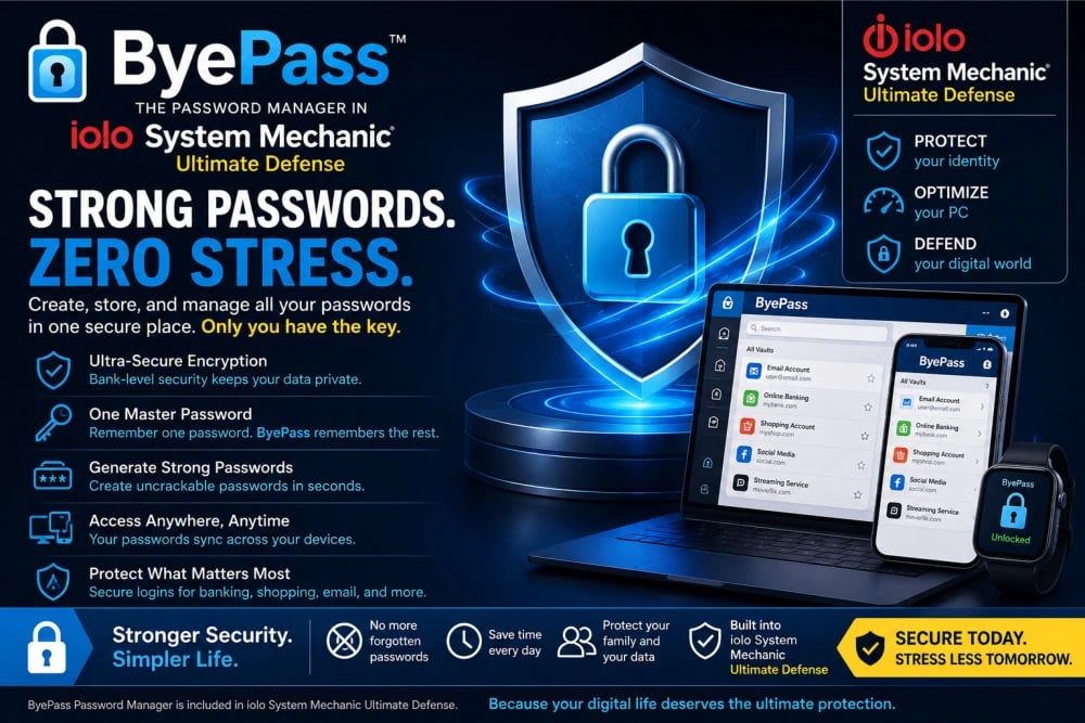 Download - Password Manager called ByePass in iolo System Mechanic