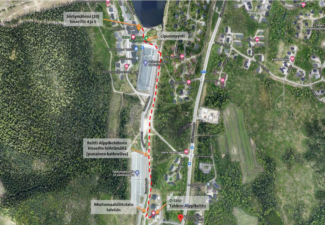 Reitti Alppikehdosta Rinteille (joo, on kesäkuva, mutta toimii talvellakin...)