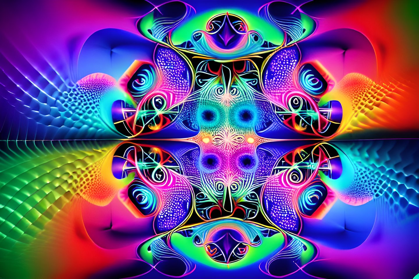 a colorful abstract painting of a fish with a rainbow colored background
