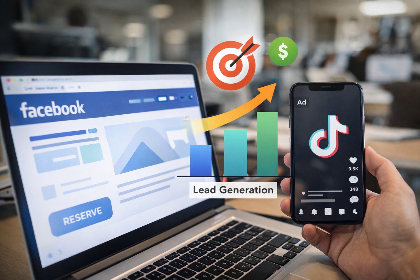 Paid advertising campaigns on Facebook and TikTok driving targeted traffic and lead generation