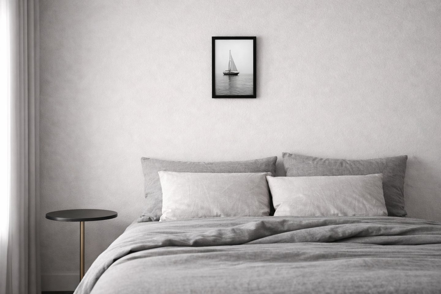 Gallery-grade black and white wall art print in a modern interior