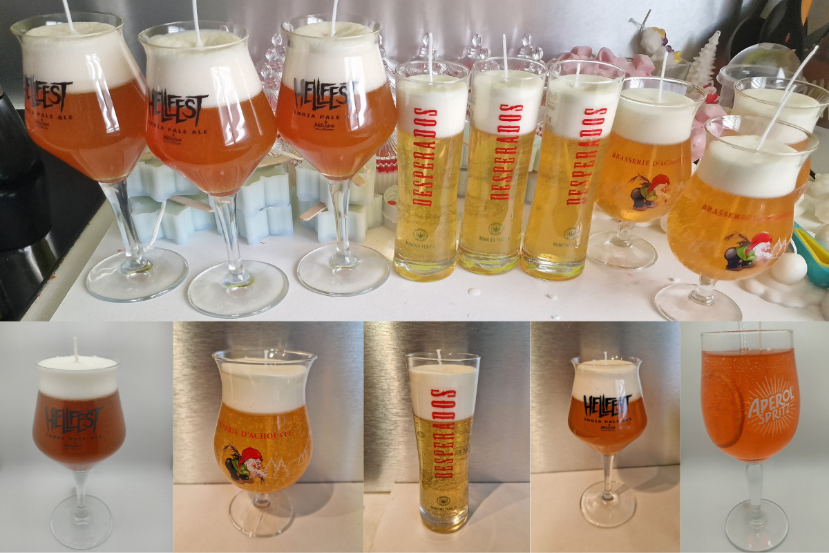 Brasserie d'Achouffe beer candles, Desperados beer candles, Hellfest beer candles, Aperol candles