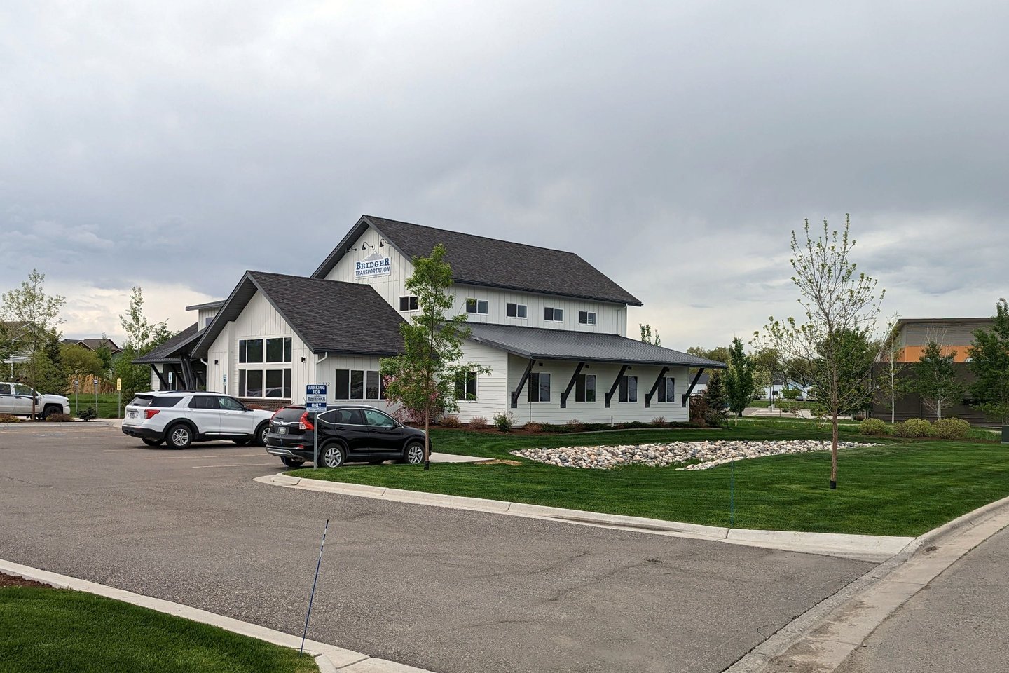 landscaping in front of a commercial building