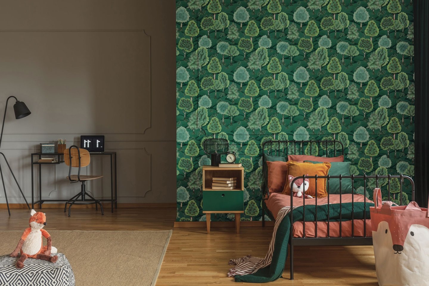 Kids Bedroom with a Woodland Wallpaper