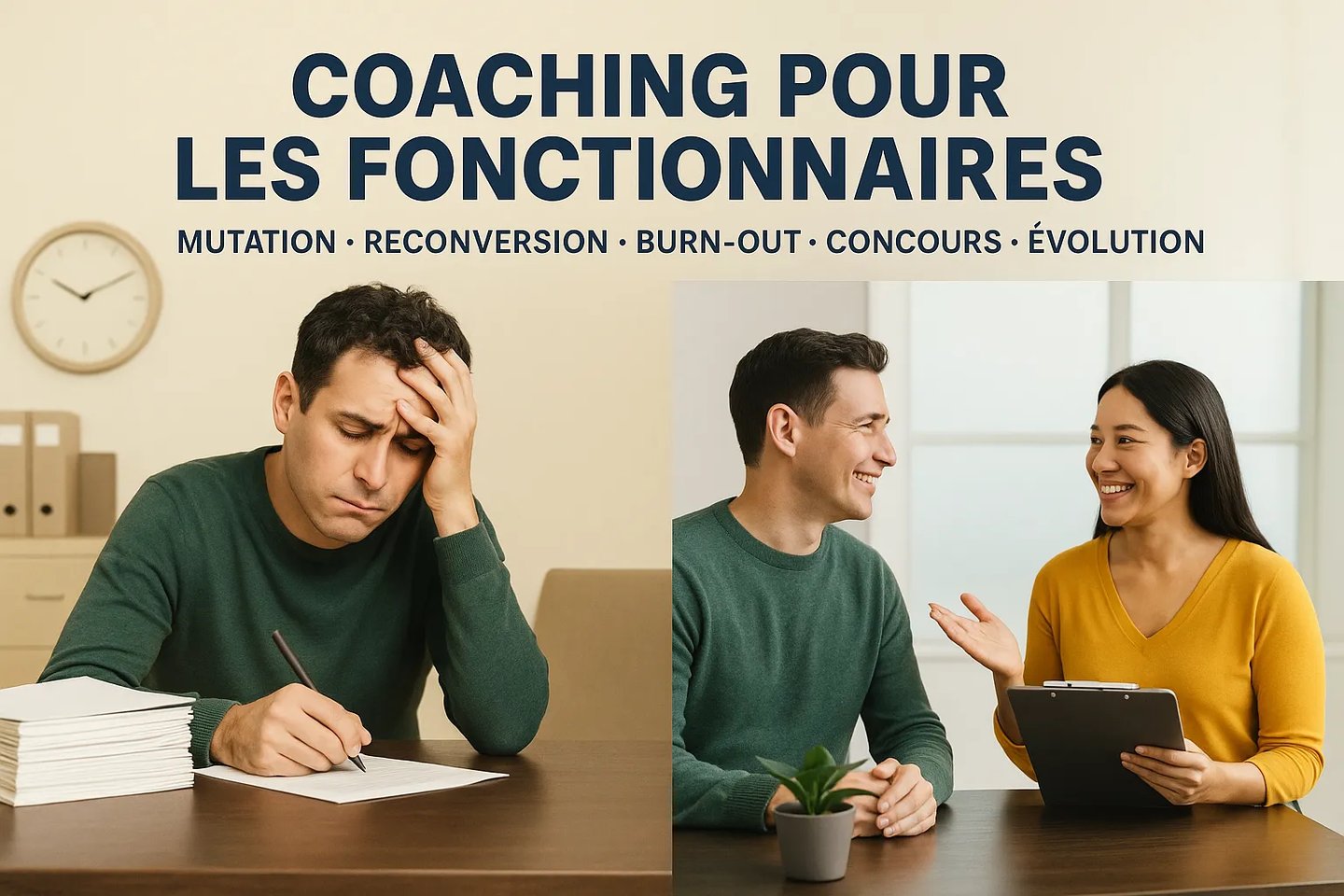 coaching fonctionnaire - Mutation – Reconversion – Burn-out – Concours – Évolution