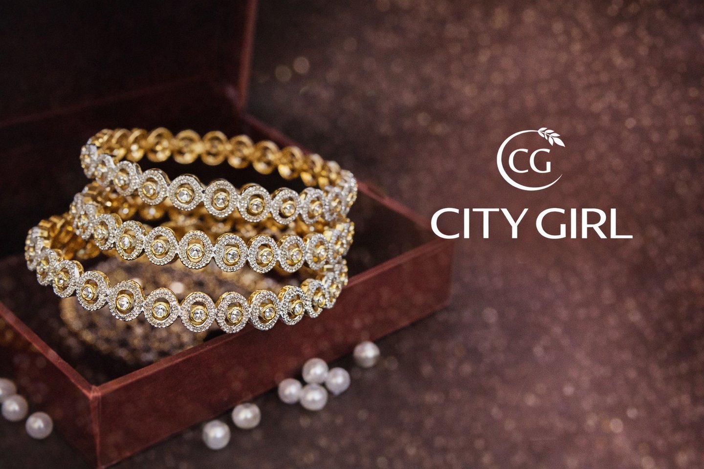 City Girl Jewellery 18Carat Gold Plated Party Wear Bangles