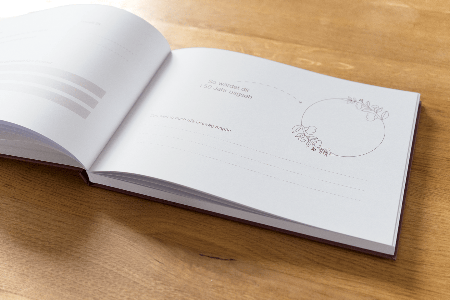 Unterschiedlich gestaltete Seiten im Gästebuch für Beiträge und Inhalte.