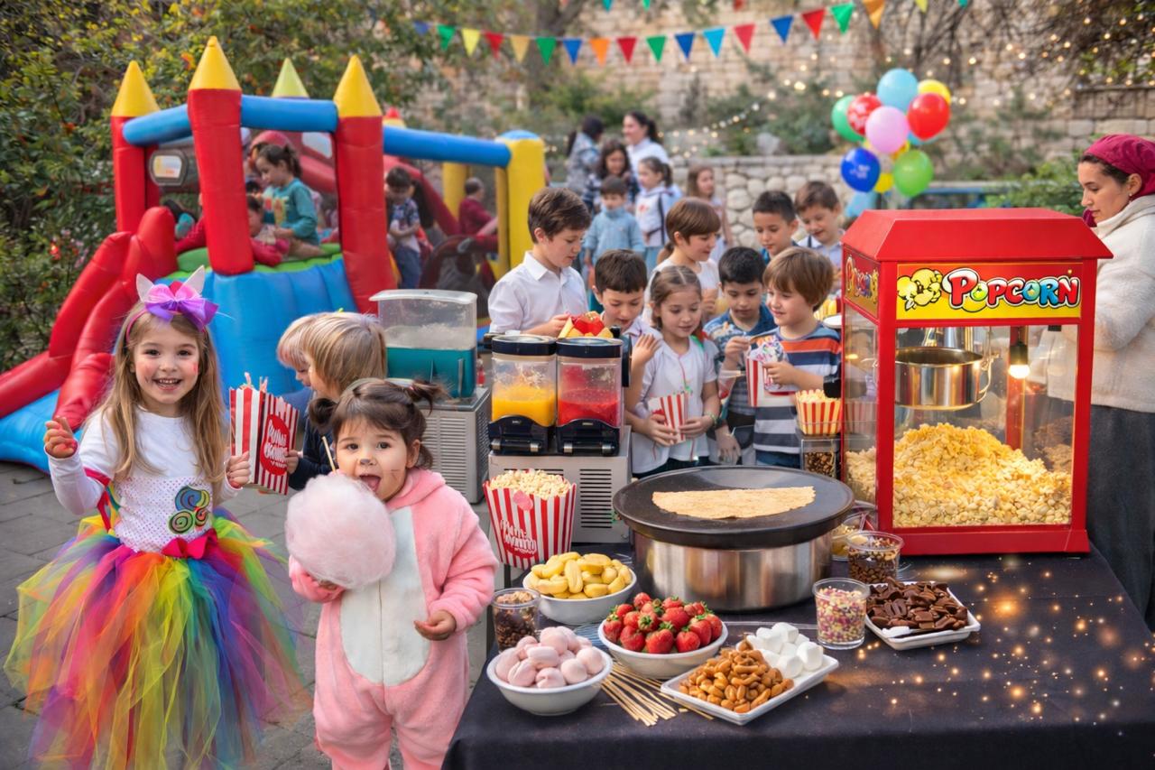 Location machine popcorn et crêpière pour fête enfant, Jérusalem.
