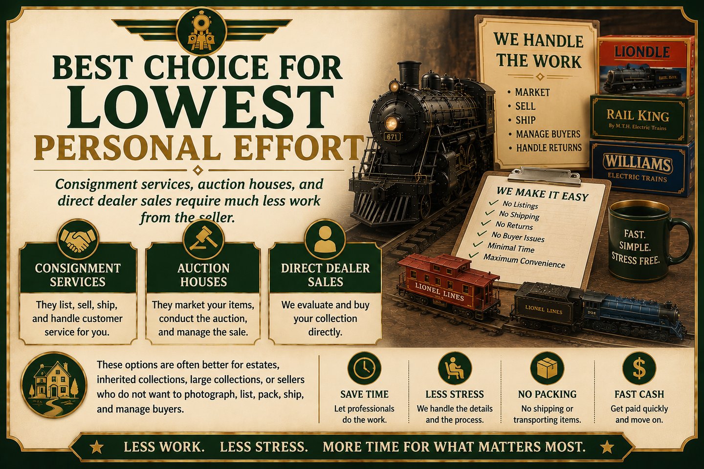 Infographic explaining the best selling options for the lowest personal effort greatest convenience