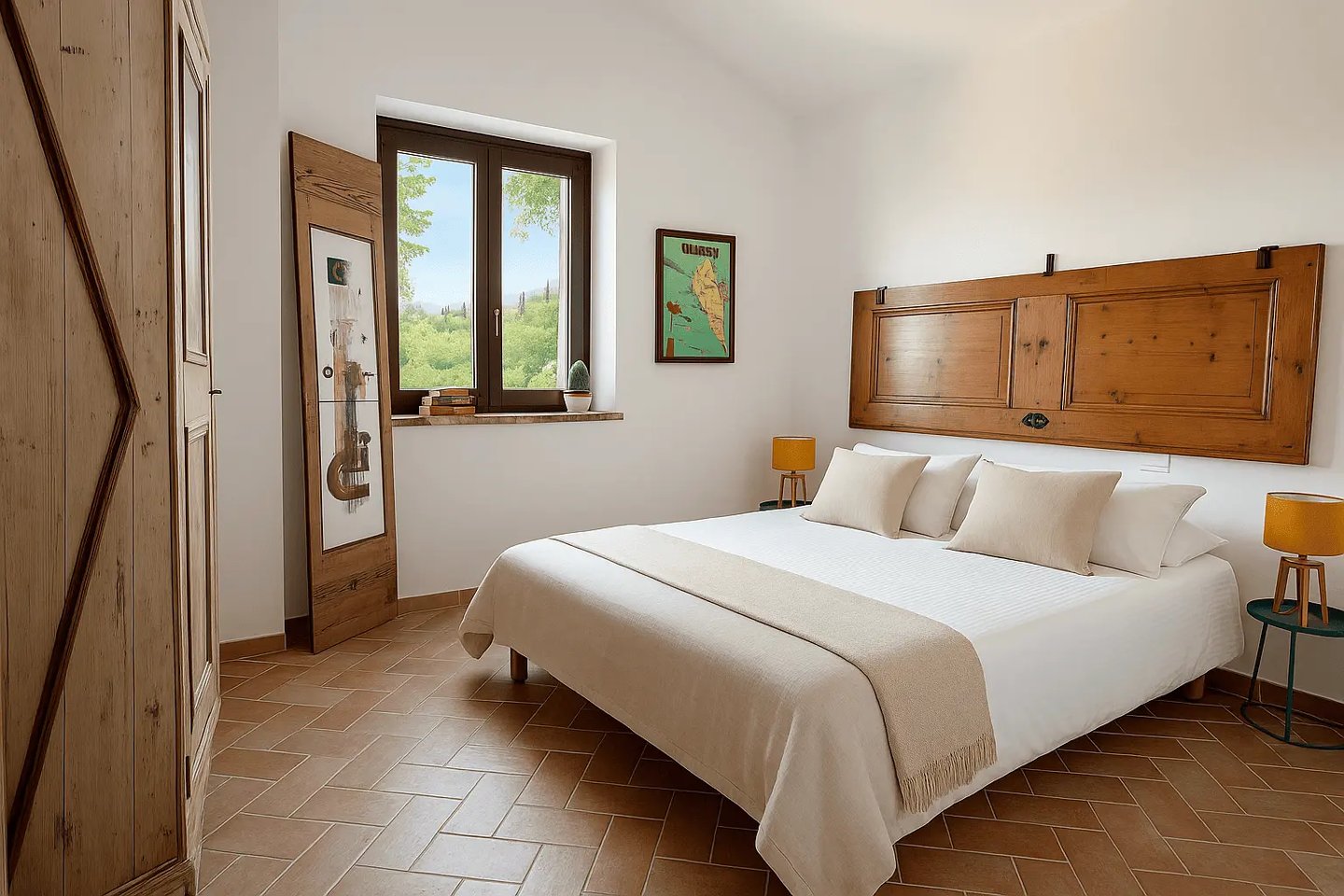 camera luminosa con pareti bianche moderne