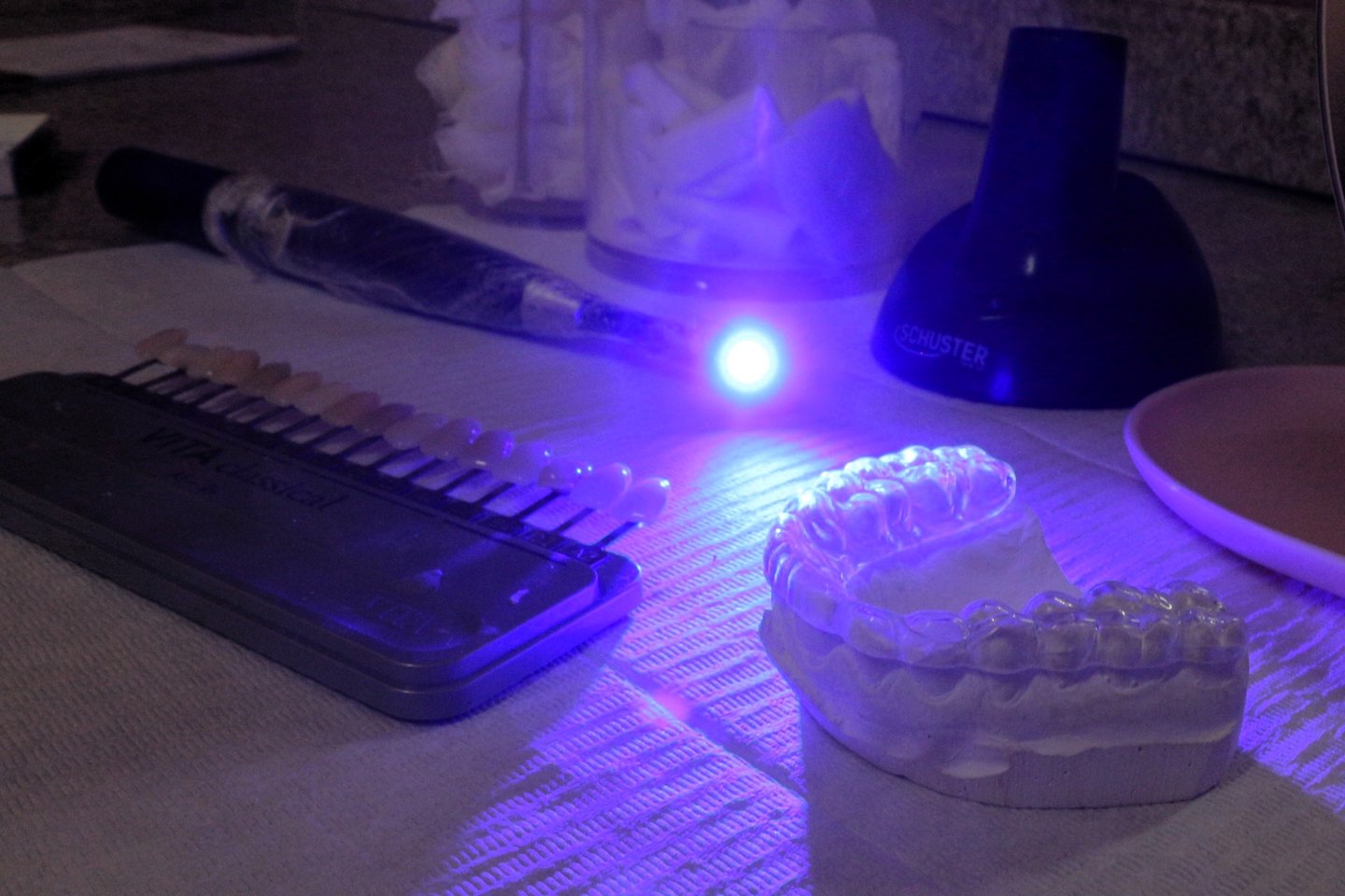 a table with dentist tools