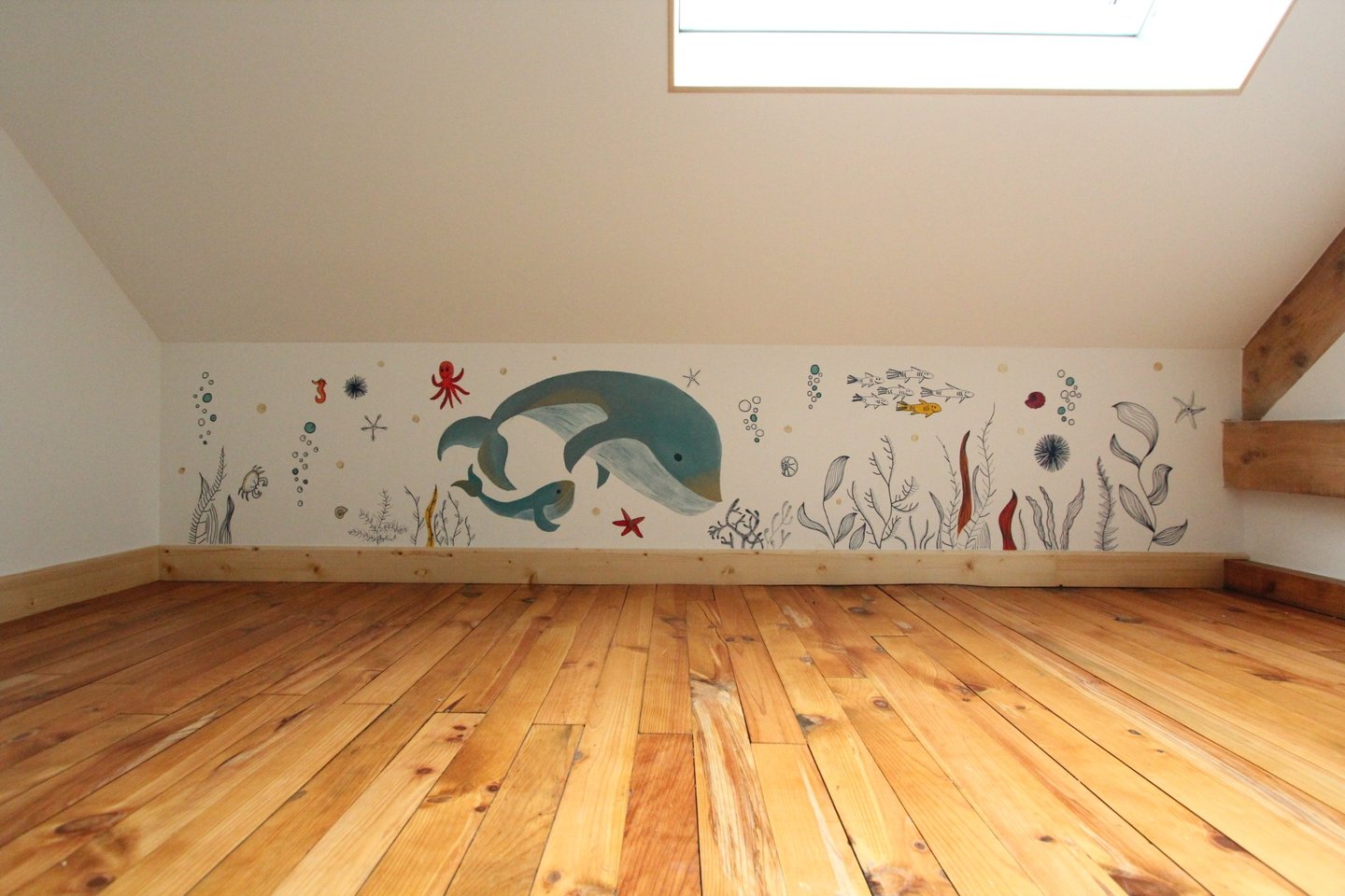 Mur peint chambre enfant paysage marin Vieux Caen Normandie fresque déco intérieure Fresh