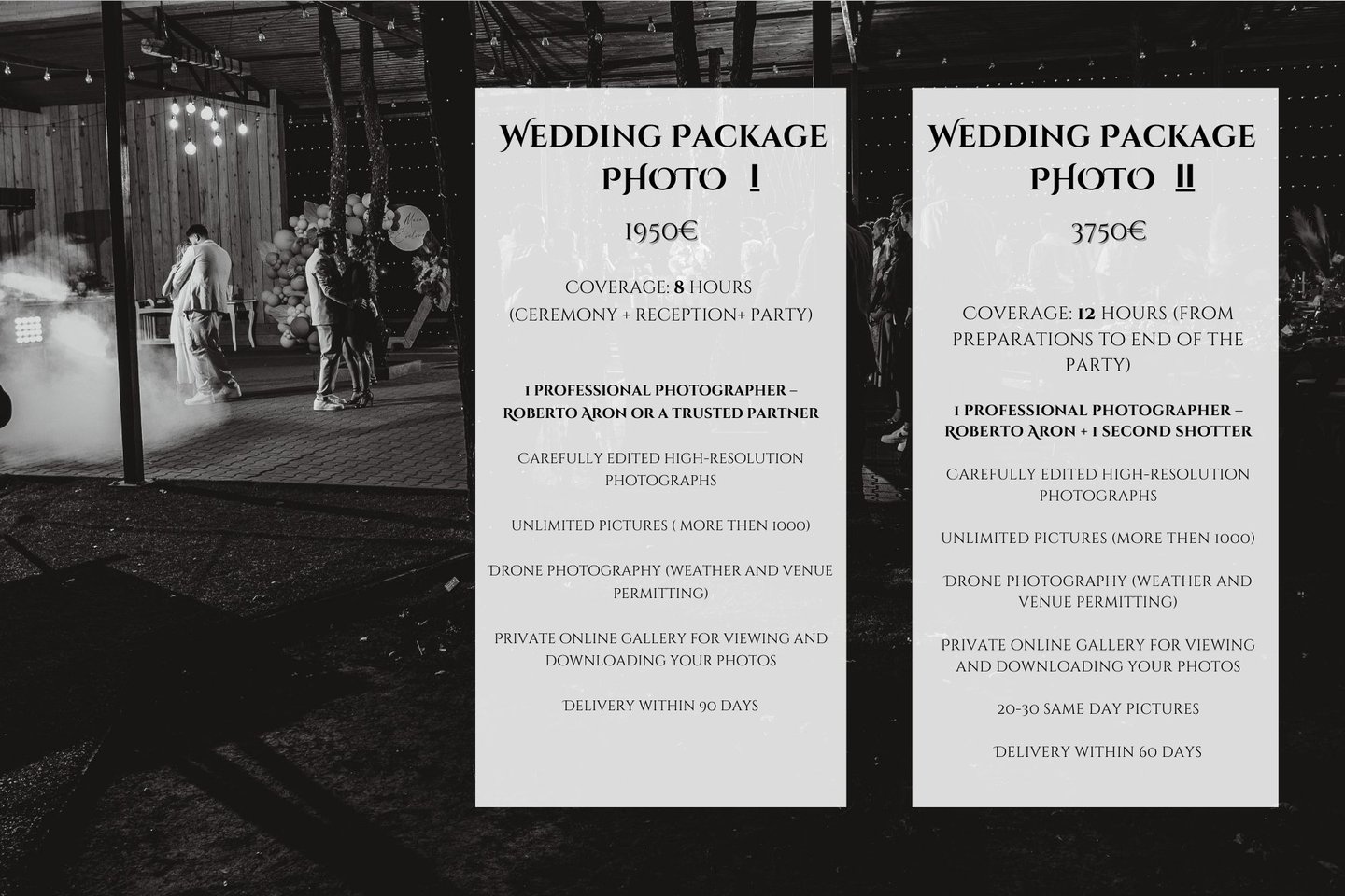 photography wedding pachages