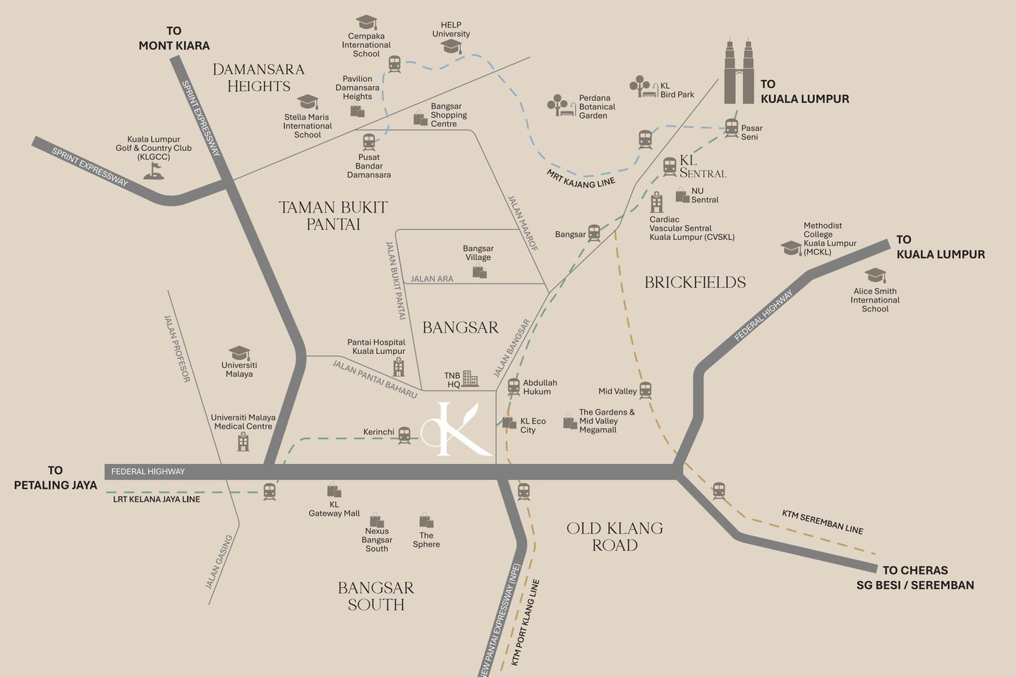 Location map of Khaya Residences Bangsar