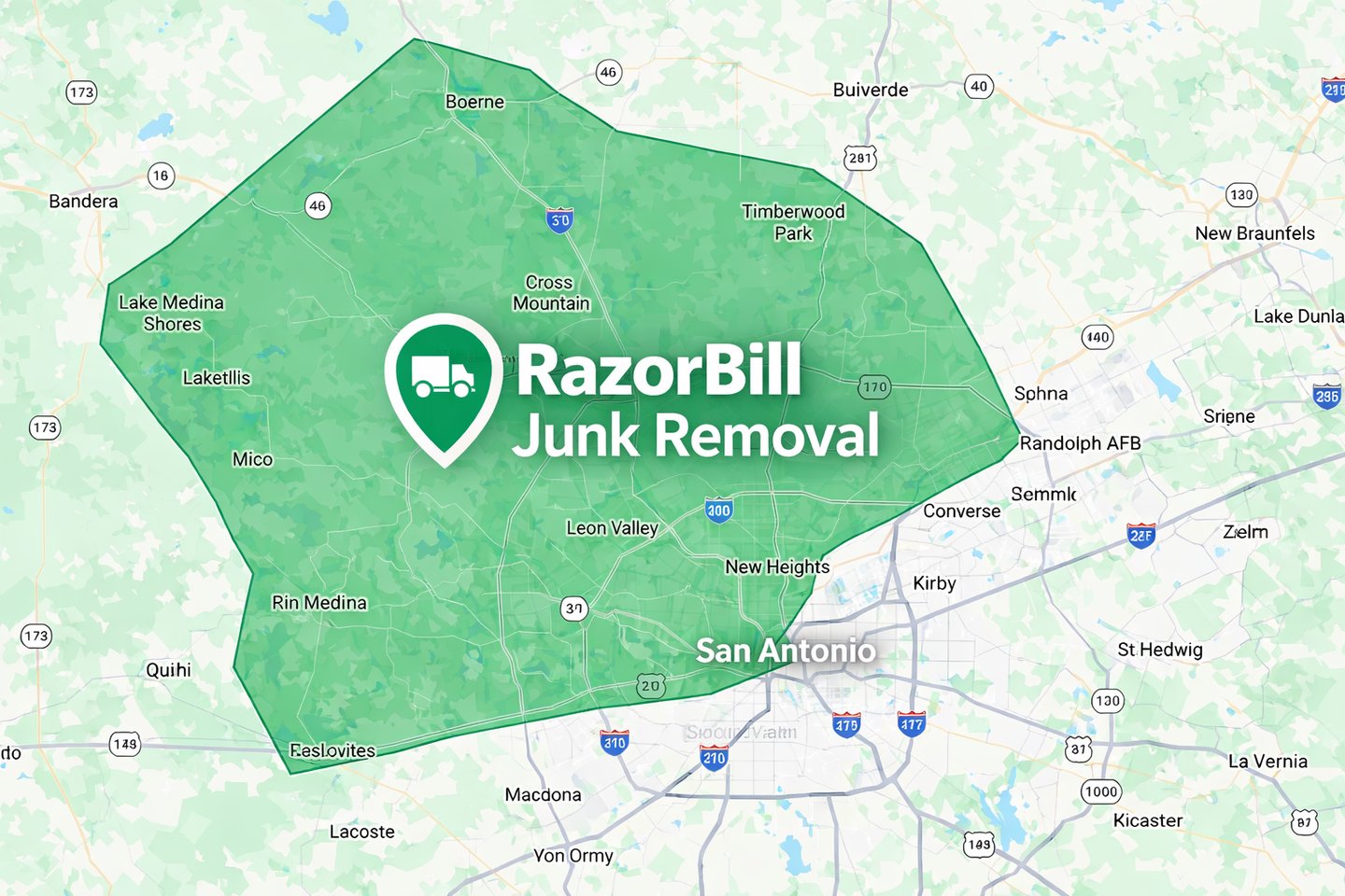 Razorbill Junk Removal Works In Alamo Ranch, Fair Oaks Ranch, Shavano Park, Helotes, Boerne, The Dom