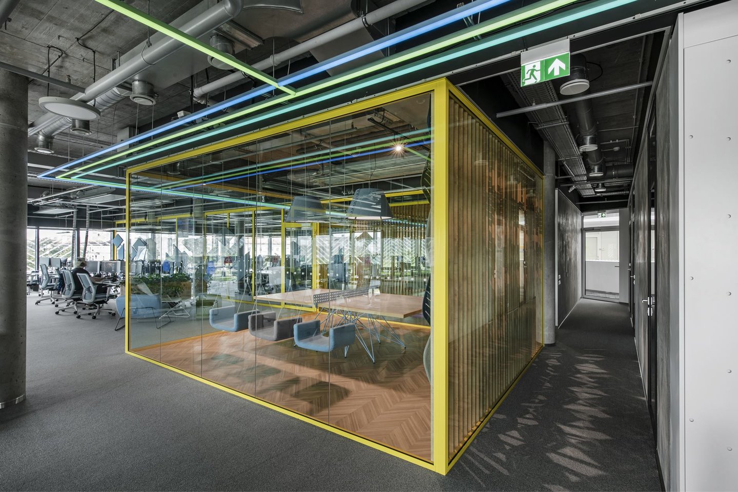 vinilines dizaino grindys biure