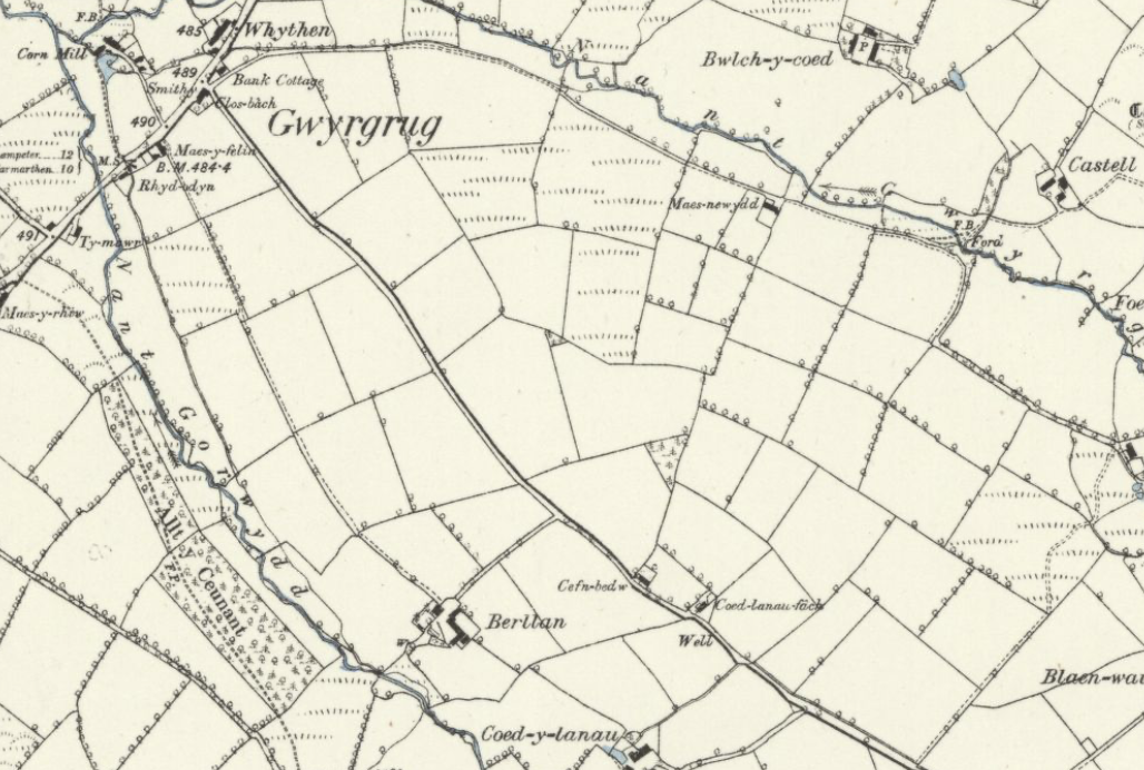 1872 Ordnance survey map of Gwydddgrug