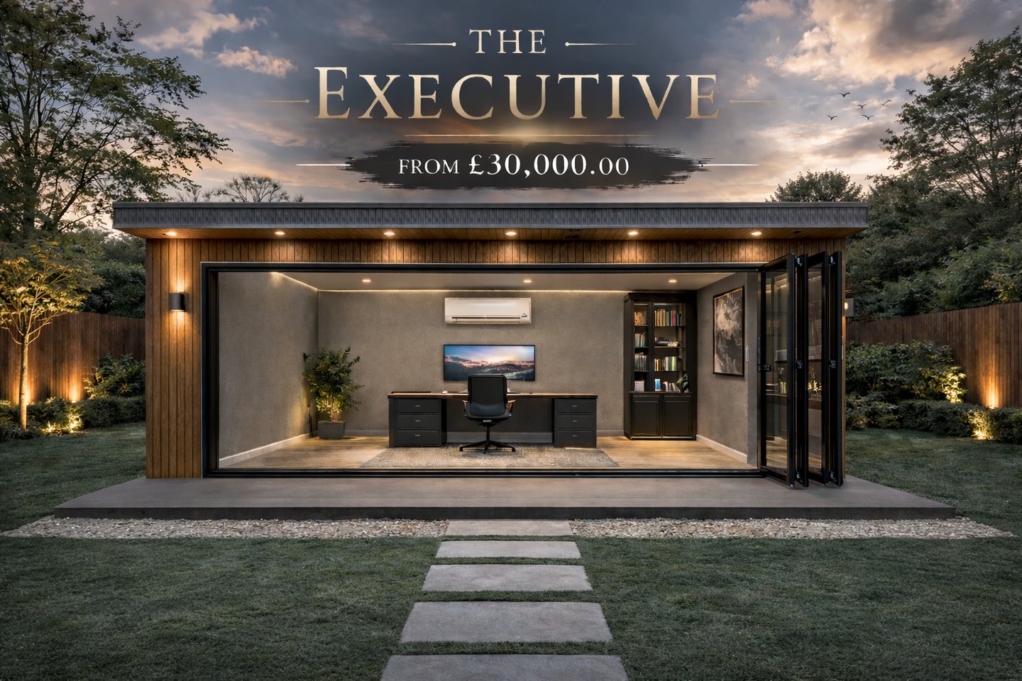 The Executive Garden Room a premium garden room with bi-fold doors and lighting pack