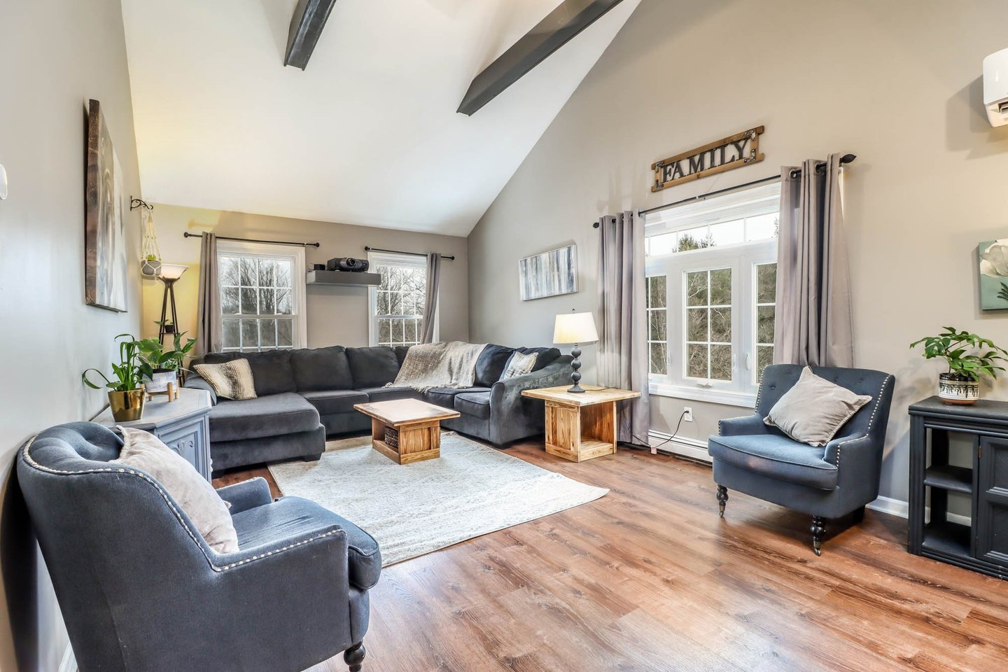 Professional residential painting in a family room with a smooth, high-quality finish