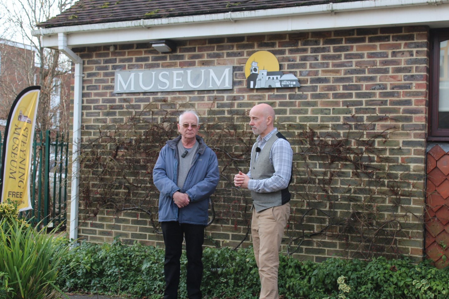 Andrew and Stephen stand outside Steyning Museum